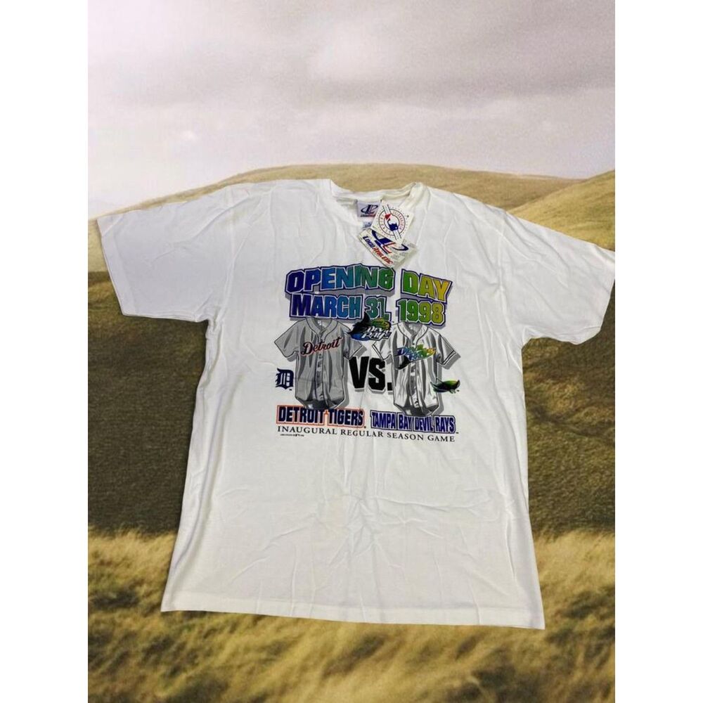 Vintage NWT Baseball '98 Deadstock Detroit vs. Tampa Bay Devil Rays Opening Day
